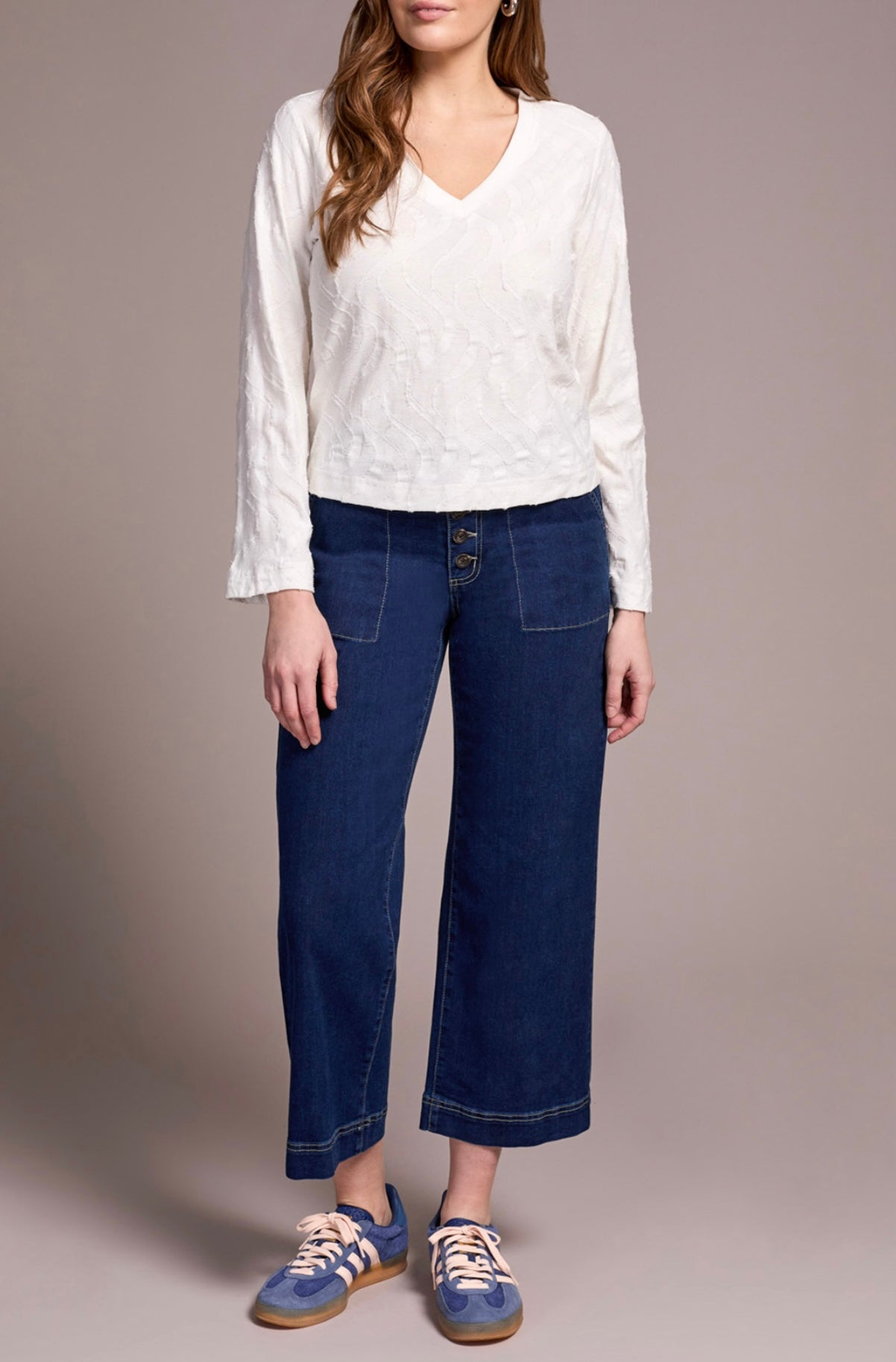 TRIBAL - TONE ON TONE COTTON JERSEY TEXTURED TOP - 2329O-8313- 3 Colours