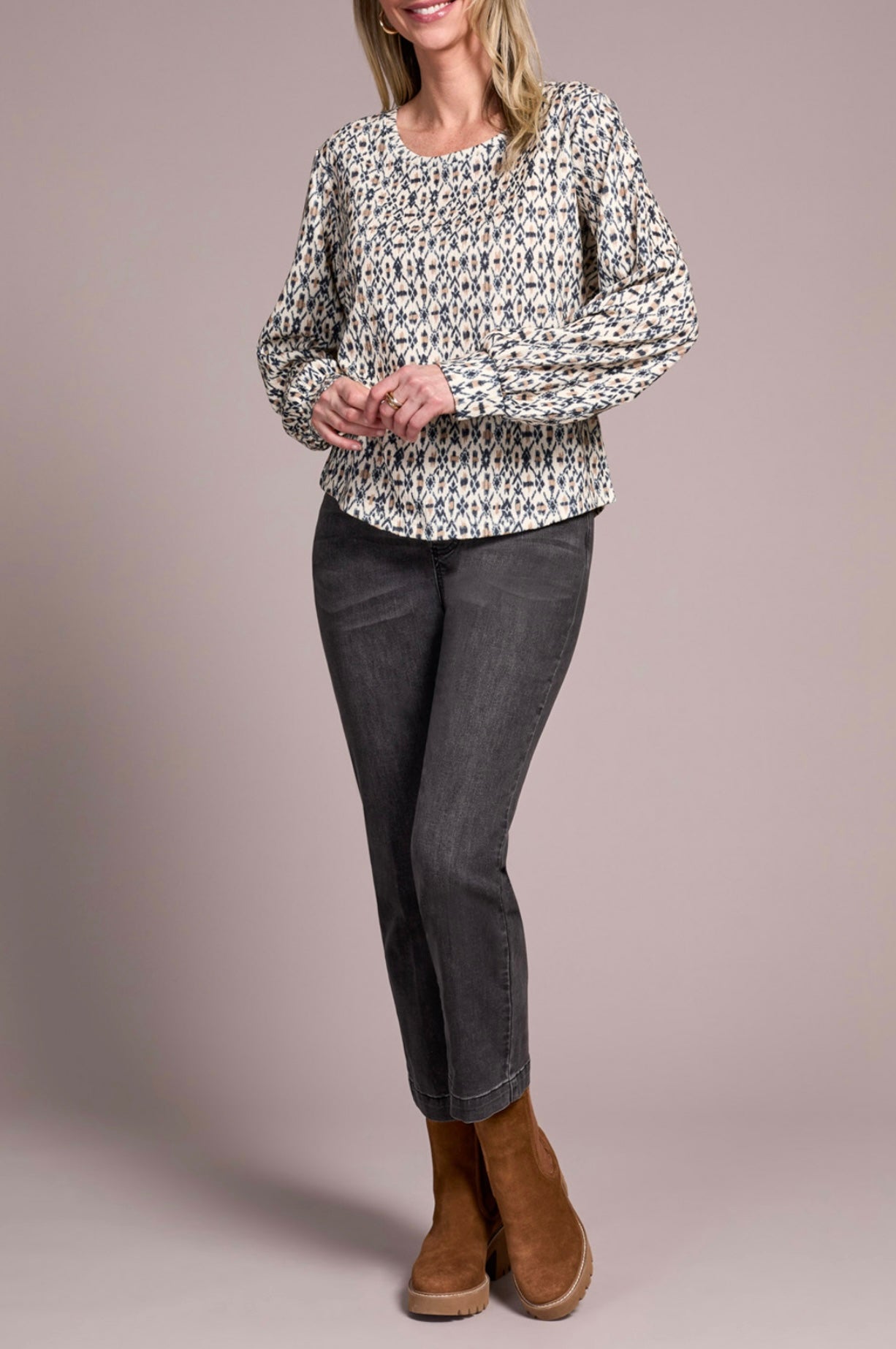 TRIBAL - CREW NECK PRINT TOP - 2330O-8319