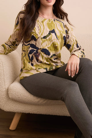 TRIBAL - COTTON CABLE PRINT SWEATER - 2383O-576