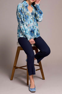 TRIBAL - PRINT COTTON BLOUSE W/ SMOCKING DETAIL -2396O-8299
