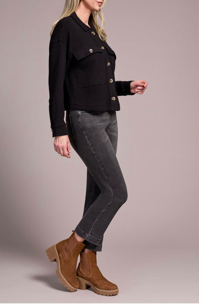 TRIBAL - CROP KNIT SHACKET W/ PATCH POCKETS - 5900O-3272 - 3 Colours