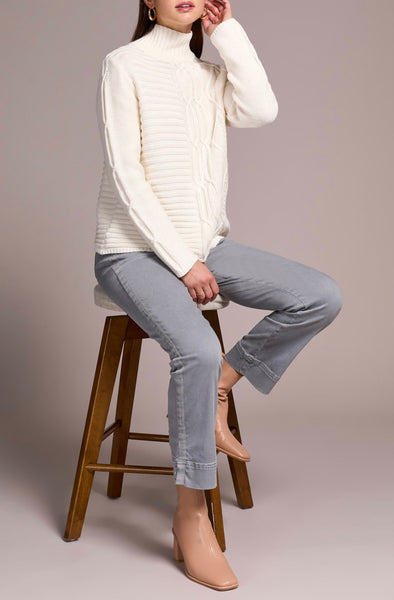 TRIBAL - MOCK NECK COTTON SWEATER W/ VINTAGE WASH - 5935O-4632 - 2 Colours