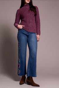 TRIBAL - MOCK NECK COTTON SWEATER W/ VINTAGE WASH - 5935O-4632 - 2 Colours