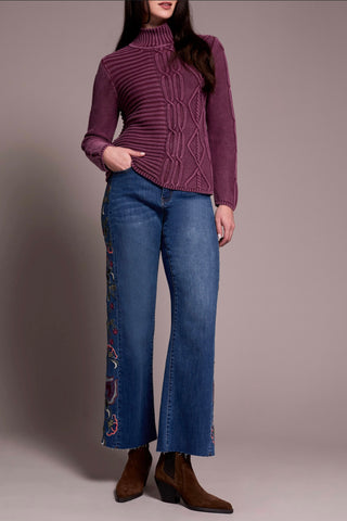 TRIBAL - MOCK NECK COTTON SWEATER W/ VINTAGE WASH - 5935O-4632 - 2 Colours