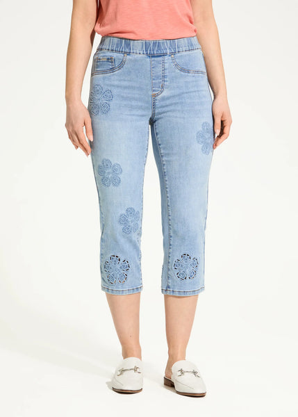 FDJ - EMBROIDERED FLOWER COMFORT WAIST CAPRI - 2520669