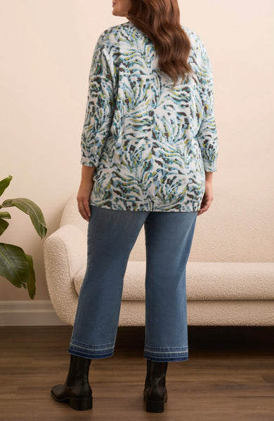 TRIBAL - SOFT YARN 3/4 SLEEVE SWEATER - 2175O-8169 - MIST BLUE