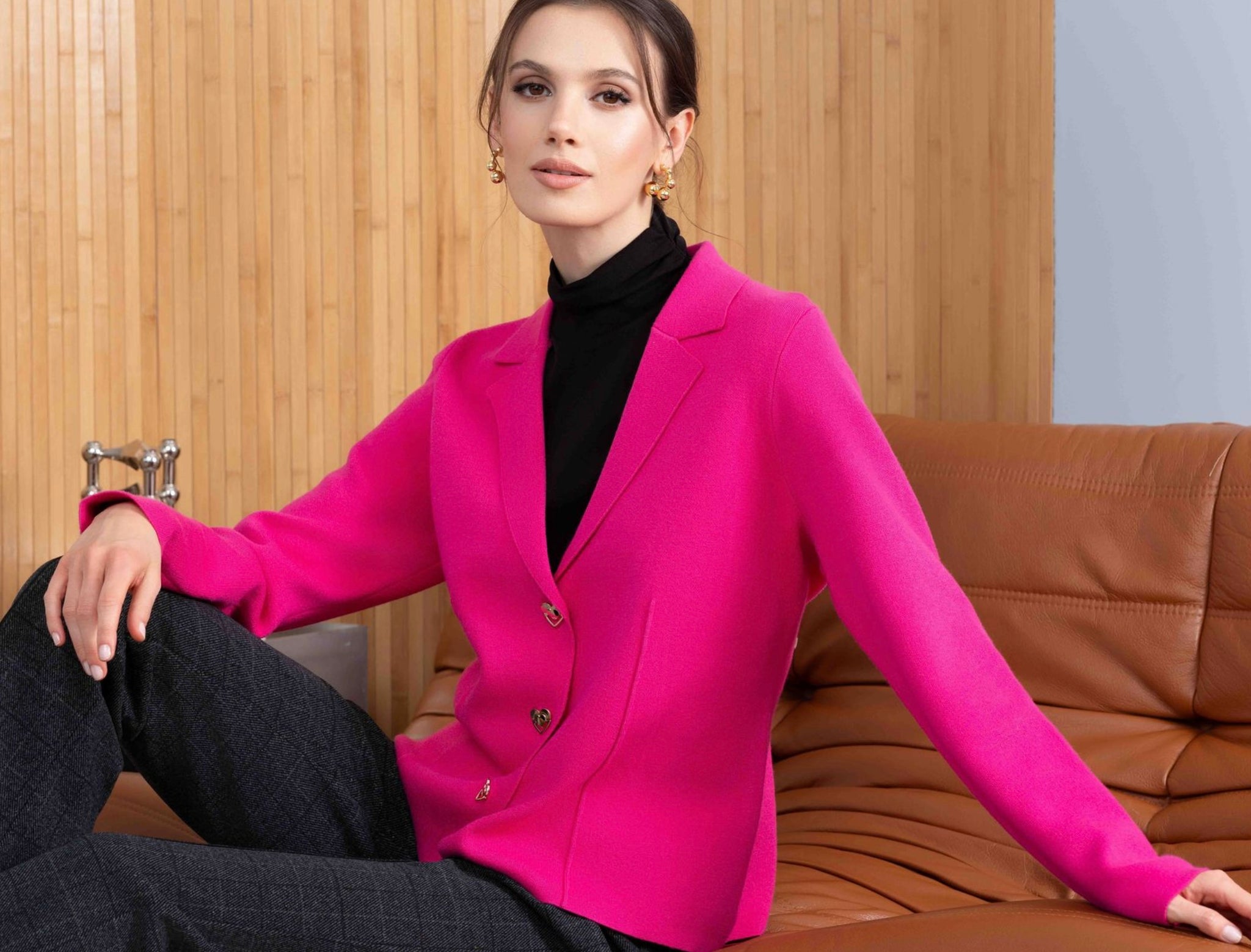 ALISON SHERI - LAPEL KNIT BLAZER - A46058 - 2 Colours