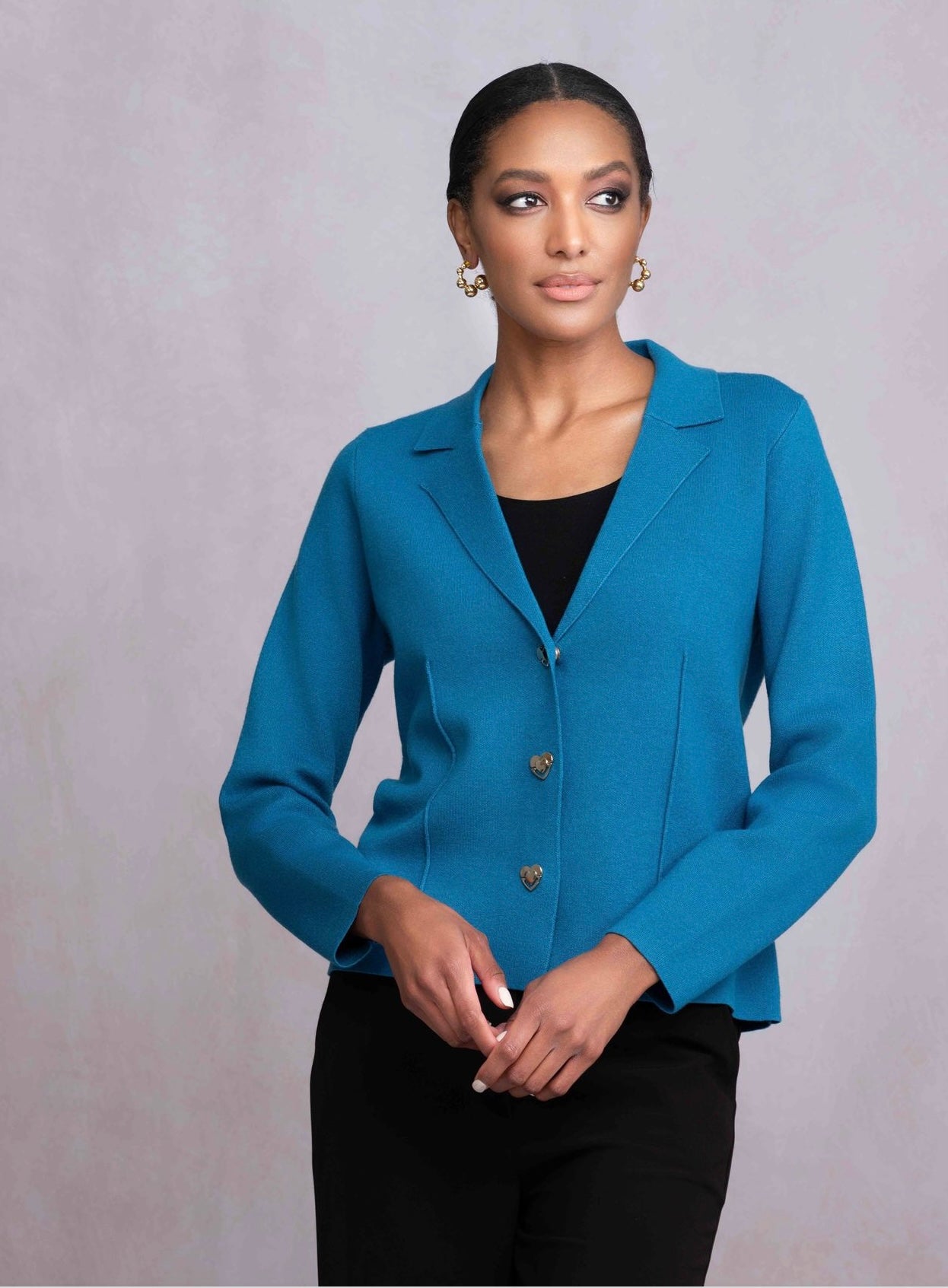 ALISON SHERI - LAPEL KNIT BLAZER - A46058 - 2 Colours