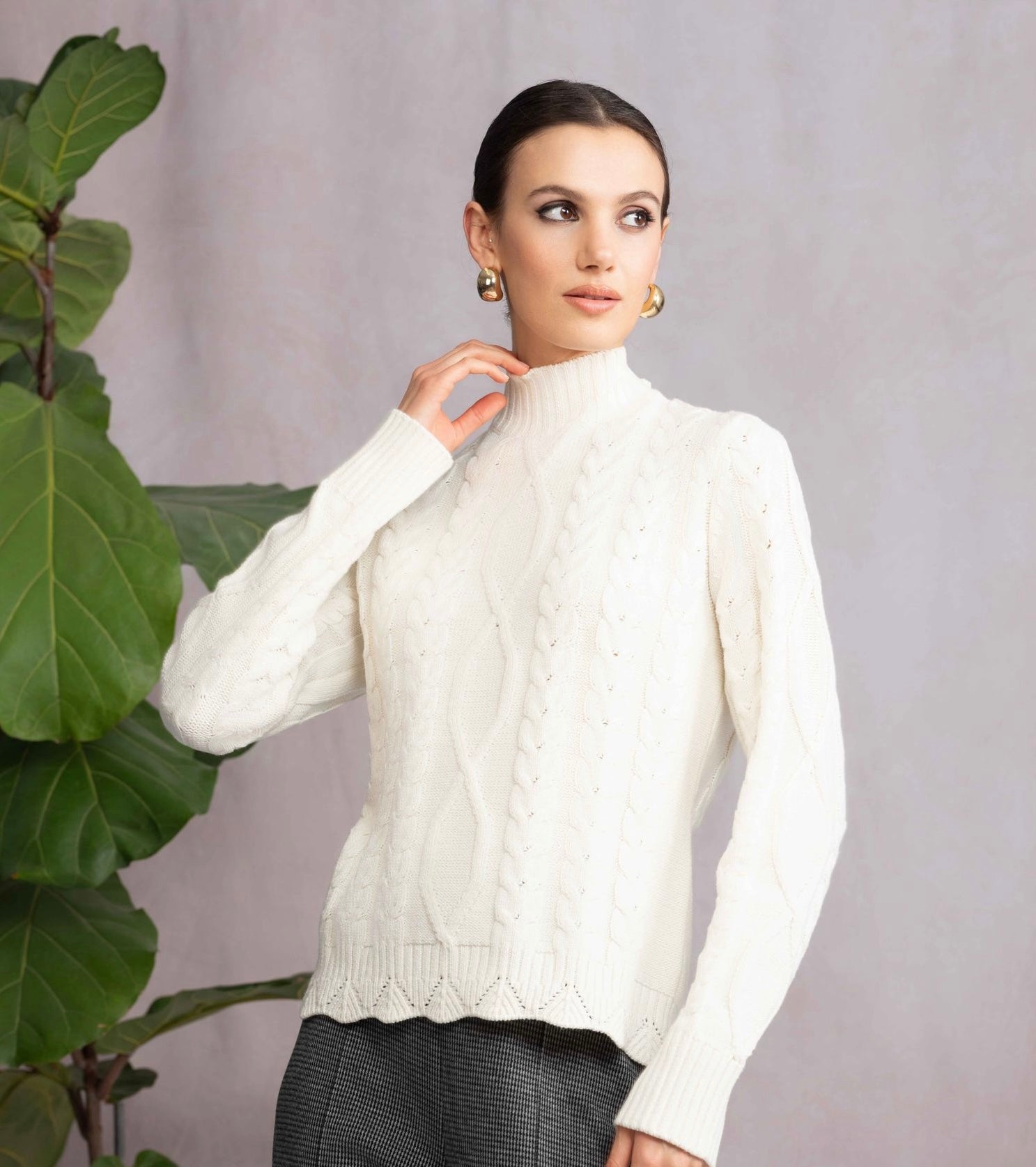 ALISON SHERI - CABLE MOCK NECK SWEATER- A46083 - 3 Colours