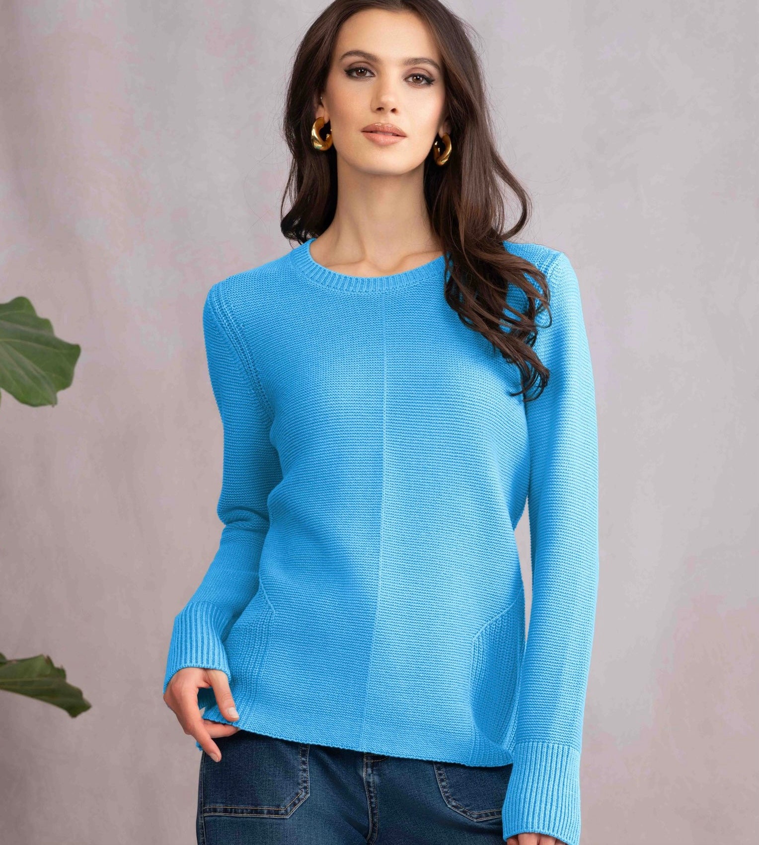 ALISON SHERI - CREW NECK RIB DETAIL SWEATER - A46088