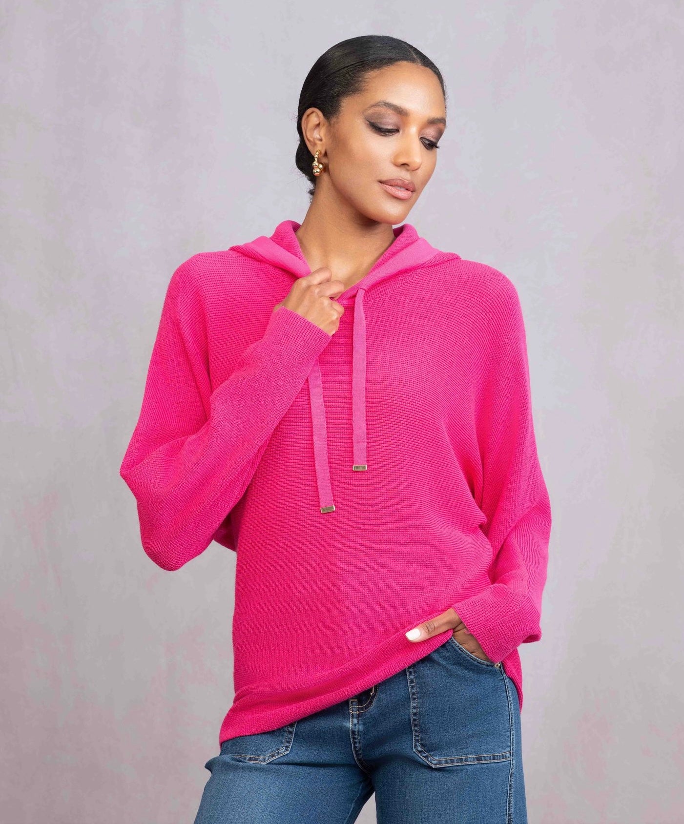 ALISON SHERI - HOODIE KNIT SWEATER -A46112 - 2 Colours