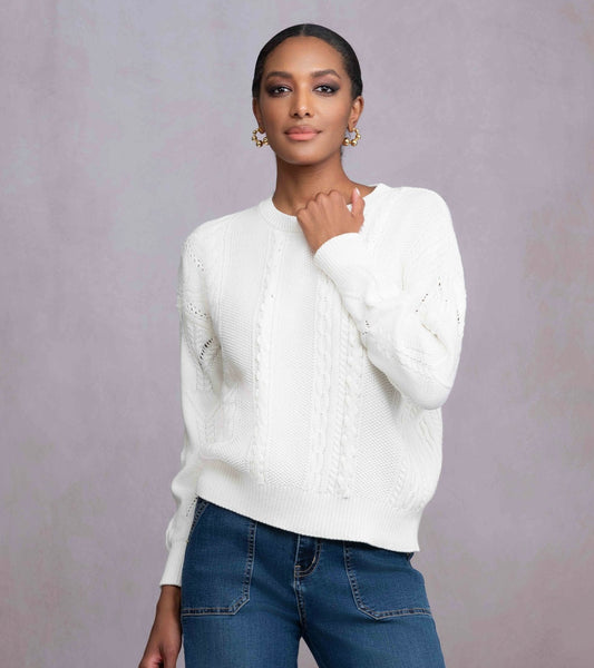 ALISON SHERI - CABLE KNIT CREW SWEATER - A46072