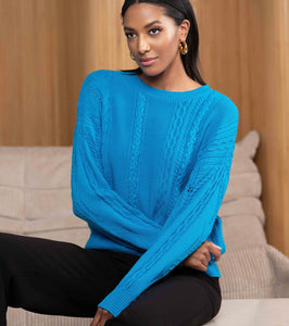 ALISON SHERI - CABLE KNIT CREW SWEATER - A46072