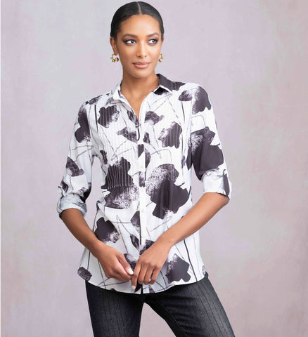 ALISON SHERI - TUCK DETAIL PRINT BLOUSE - A46375