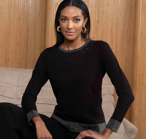 ALISON SHERI - BLACK SPARKLE SWEATER - A46458