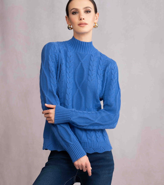 ALISON SHERI - CABLE MOCK NECK SWEATER- A46083 - 3 Colours