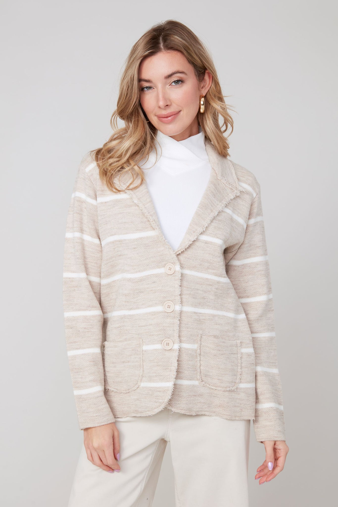 RENUAR - STRIPE KNIT JACKET - R3928-4493