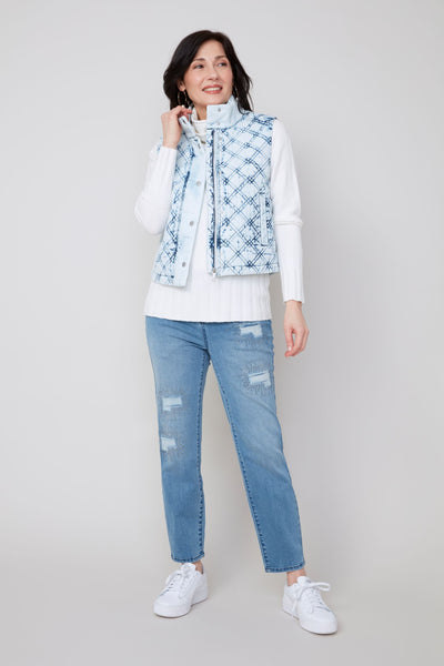 RENUAR - SNOW WASHED COTTON QUILTED VEST - R3908L-E3035