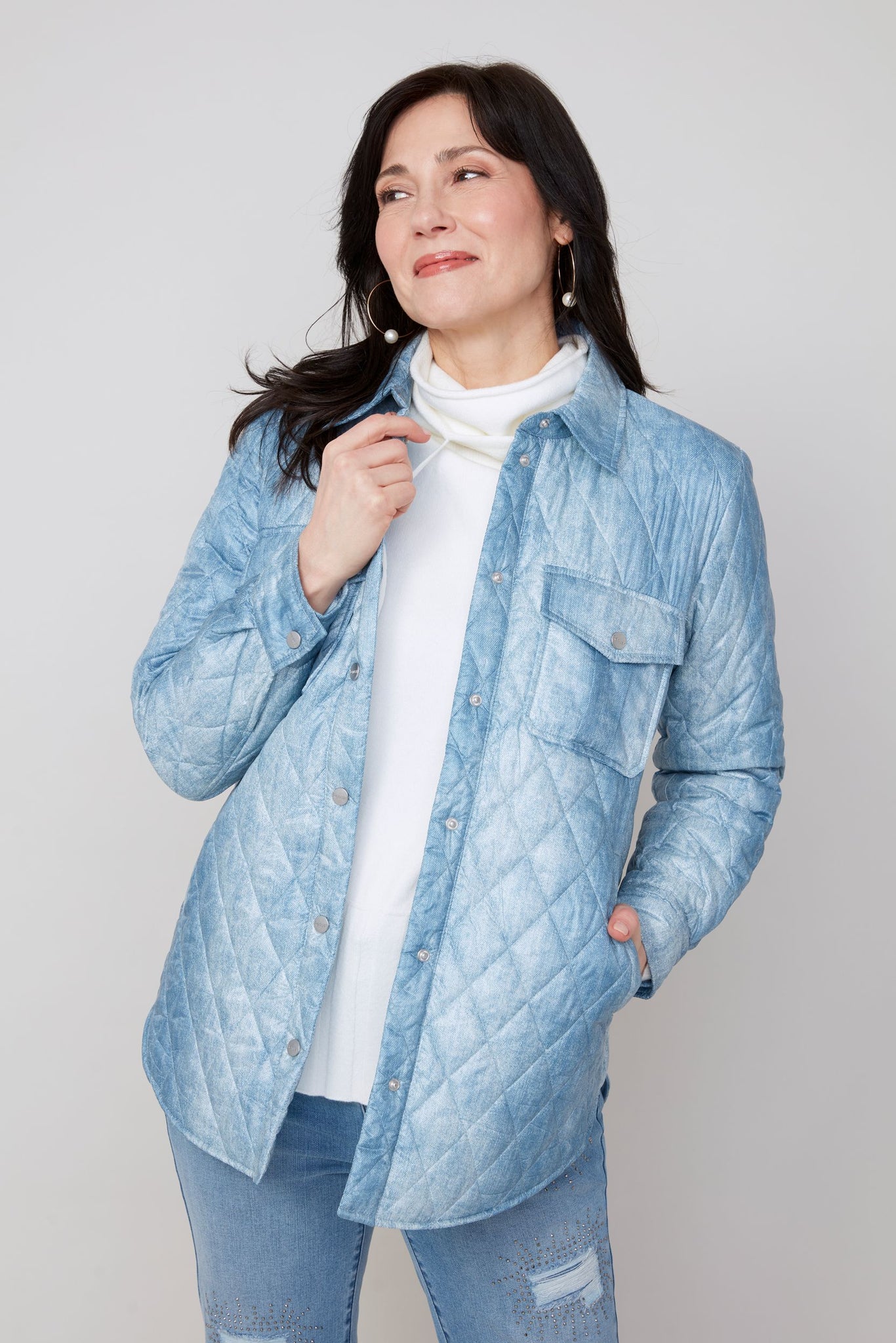 RENUAR - DENIM PRINT QUILT JACKET - R3910L-E3036