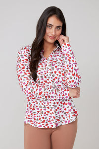 RENUAR - MULTI HEARTS PRINT BLOUSE - R5204-459