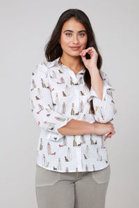 RENUAR - WALK YOU DOG PRINT STRETCH POPLIN SHIRT - R5212-470
