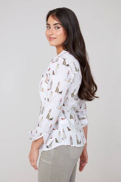 RENUAR - WALK YOU DOG PRINT STRETCH POPLIN SHIRT - R5212-470