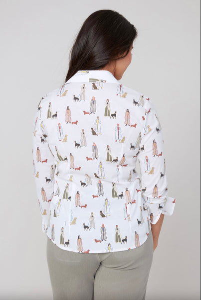 RENUAR - WALK YOU DOG PRINT STRETCH POPLIN SHIRT - R5212-470