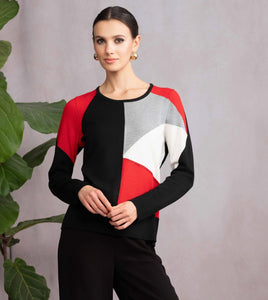 ALISON SHERI - COLOUR BLOC SWEATER WITH SPARKLY GEMS - A46452