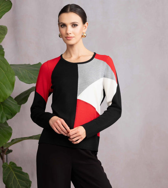 ALISON SHERI - COLOUR BLOC SWEATER WITH SPARKLY GEMS - A46452