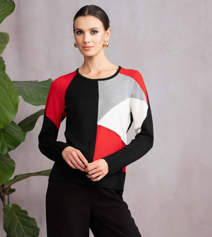 ALISON SHERI - COLOUR BLOC SWEATER WITH SPARKLY GEMS - A46452