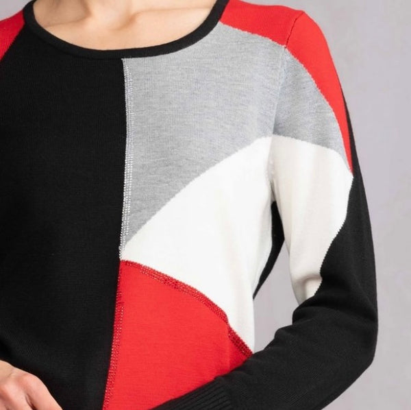 ALISON SHERI - COLOUR BLOC SWEATER WITH SPARKLY GEMS - A46452