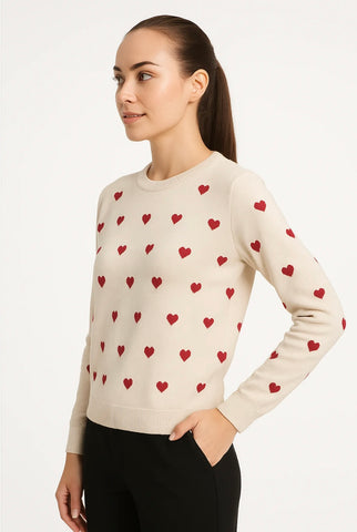 CANADA KNITWEAR - MINI HEARTS COTTON SWEATER - 14203