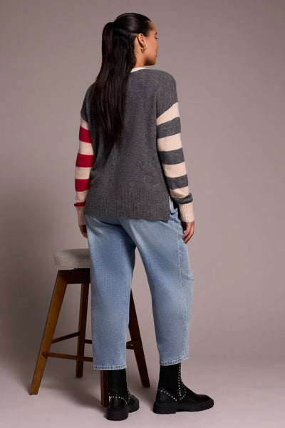 TRIBAL - SOFT KNIT COMBO STRIPE SWEATER - 2250O-8029
