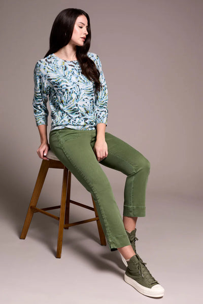TRIBAL - SOFT YARN 3/4 SLEEVE SWEATER - 2175O-8169 - MIST BLUE