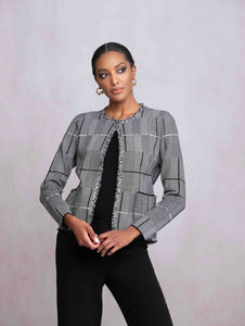 ALISON SHERI - FRINGE TRIM KNIT CARDIGAN -A46075