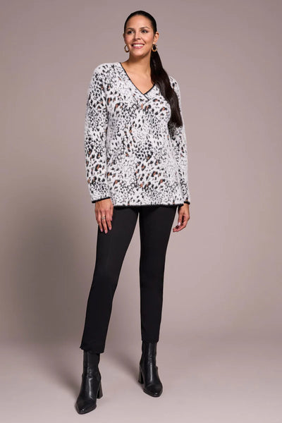 TRIBAL - FUZZY ANIMAL PRINT LONG SLEEVE SWEATER - 2354O-8321
