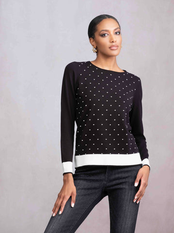 ALISON SHERI -DOTS & HEART SWEATER - A46251