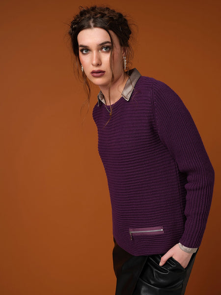 SKOVHUUS - ORGANIC COTTON RIB W/ ZIP DETAIL SWEATER - 5353-   13  Colours