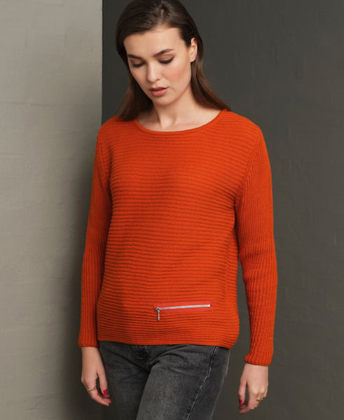 SKOVHUUS - ORGANIC COTTON RIB W/ ZIP DETAIL SWEATER - 5353-   13  Colours