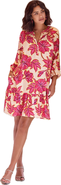 TRIBAL -BRAZILIAN BREEZE 3/4 SLEEVE DRESS - 3024O-4572