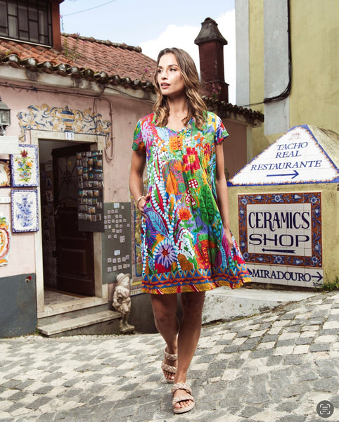ORIENTIQUE - IPANEMA PRINT EASY FIT DRESS - 40178