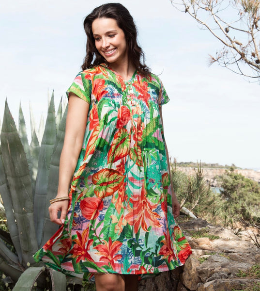 ORIENTIQUE - EQUADOR PRINT EASY FIT DRESS - 40212