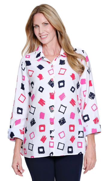 MULTIPLES - GEO PRINT SHIRT-M16606