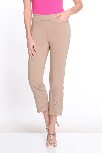MULTIPLES / SLIMSATION - PULL ON EYELET TRIM ANKLE PANT - M16716 - 3 COLOURS