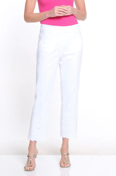 MULTIPLES / SLIMSATION - PULL ON EYELET TRIM ANKLE PANT - M16716 - 3 COLOURS