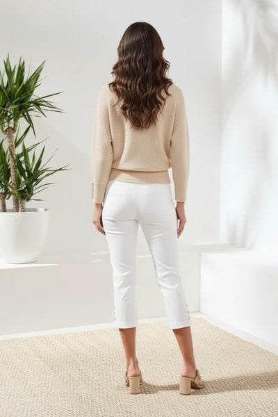 TRIBAL -FLATTEN IT PULL ON CAPRI W/ SNAP DETAIL - 3012O-7165 -4 Colours