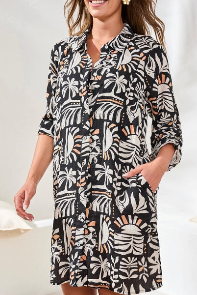 TRIBAL - COTTON GAUZE PRINT DRESS - 2421O-3525