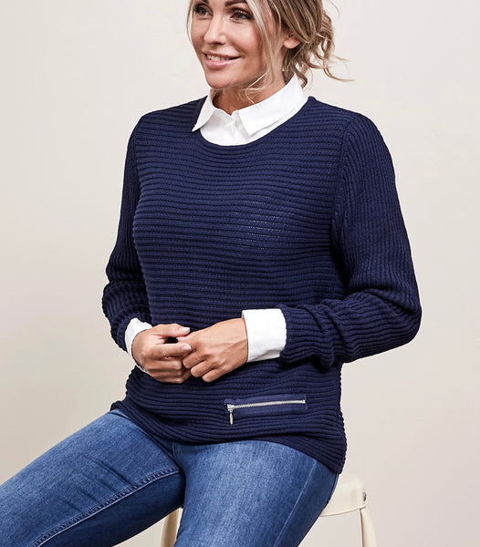 SKOVHUUS - ORGANIC COTTON RIB W/ ZIP DETAIL SWEATER - 5353- 6 Colours