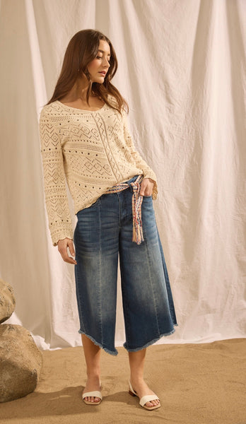 FDJ - BELTED HI LO HEM LIGHTWEIGHT DENIM CROP - 2117843