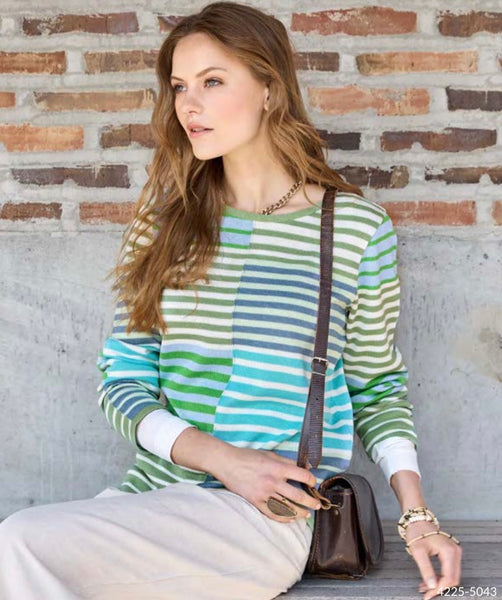 SKOVHUUS - BLOCK STRIPE CREW SWEATER- 4225